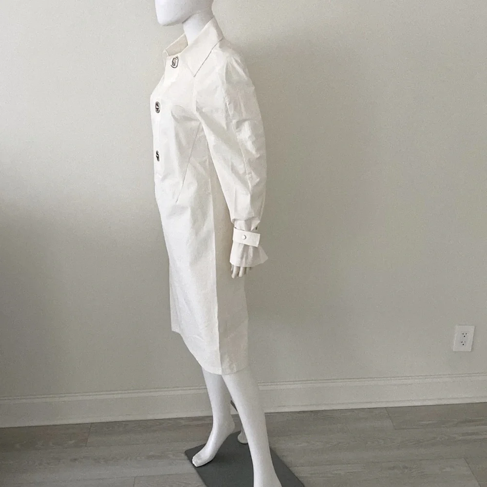 BOTTEGA VENETA MIDI SHIRT WOMEN'S LONG SLEEVE DRESS WHITE NEW - Picture 11 of 15